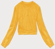 Bluzy damskie - Cienka krótka bluza dresowa damska żółta (8B938-117) - J STYLE - miniaturka - grafika 1