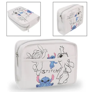 Stitch Disney Biała kosmetyczka podróźna, eko skóra, pojemna 23x18x7cm Uniwersalny - Kosmetyczki, organizery i kuferki - miniaturka - grafika 1