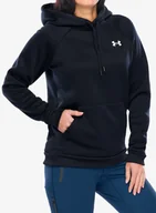 Bluzy sportowe damskie - Bluza z kapturem damska Under Armour Armour Fleece Hoodie - black/white - miniaturka - grafika 1