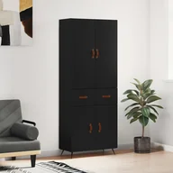 Witryny - vidaXL Witrynka, czarna, 69,5x34x180 cm, materiał drewnopochodny - miniaturka - grafika 1