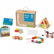 Zabawki interaktywne dla dzieci - Tooky Toy Edukacyjne Pudełko Montessori Puzzle Układanka Sorter Ciągacz Nawlekanka 6W1 Od 19 Miesiąca - miniaturka - grafika 1