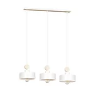 Lampy sufitowe - Emibig Lighting potrójna lampa wisząca biała z elementami drewna TUNISO 3 WHITE 583/3 żyrandol nad stół do jadalni 583/3 - miniaturka - grafika 1