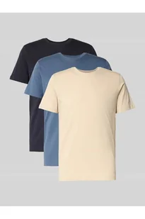 T-shirt o kroju regular fit z czystej bawełny w zestawie 3 szt. - Selected Homme - Koszulki męskie - miniaturka - grafika 1