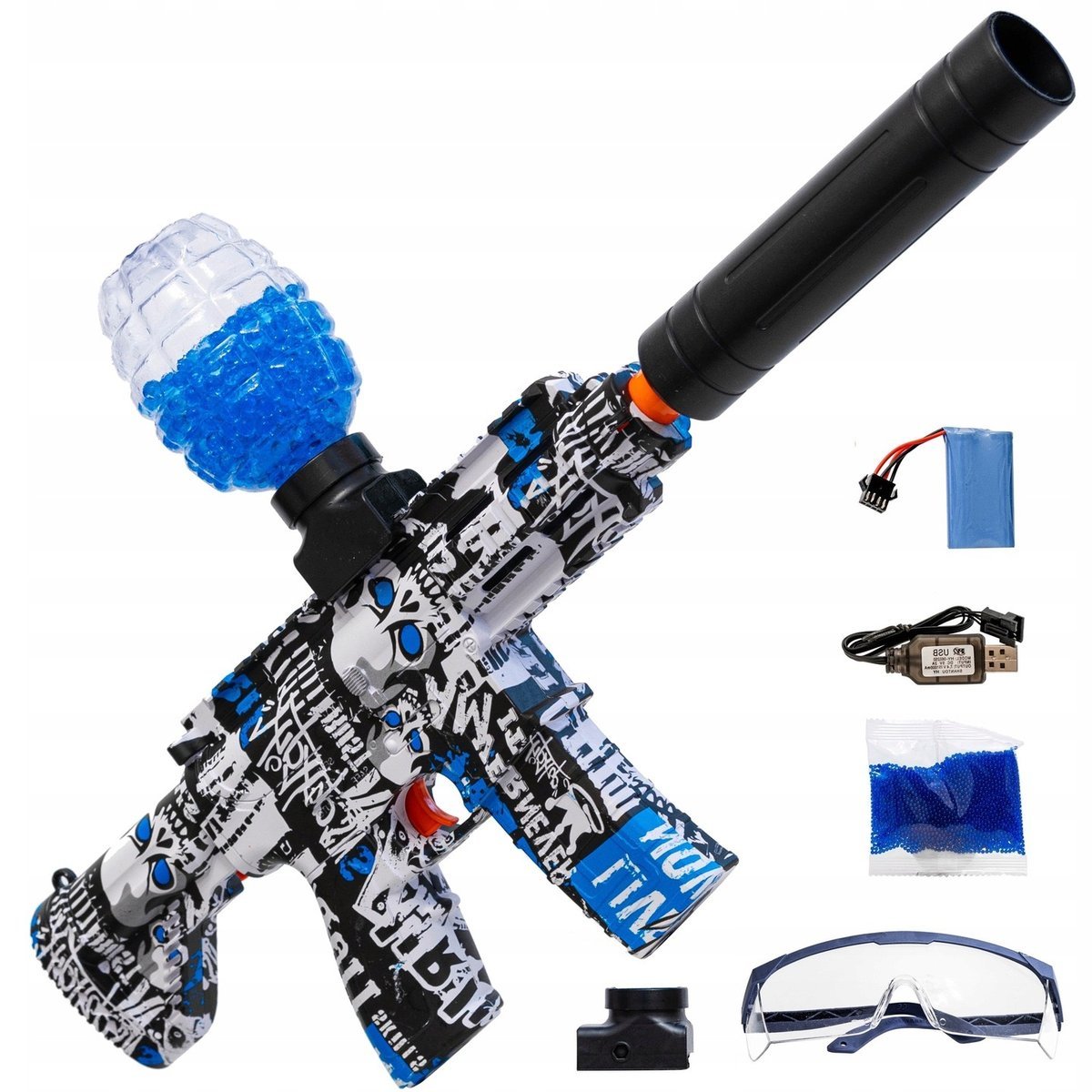 Pistolet Na Kulki Żelowe Karabin Automatyczny Niebieski Elektryczny