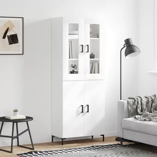 vidaXL Witrynka biała połysk 69,5x34x180 cm materiał drewnopochodny - Witryny - miniaturka - grafika 1