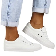 Trampki damskie - TRAMPKI TENISÓWKI DAMSKIE BUTY SPORTOWE NEWS 1200 BIAŁE - miniaturka - grafika 1