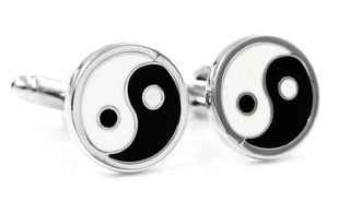 Biało-czarne spinki do mankietów - Yin i Yang U33 - Spinki do mankietów i krawatów - miniaturka - grafika 1