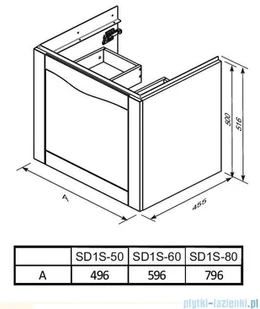 Oristo Skagen szafka z umywalką wisząca 59x50x45 piaskowy mat OR49-SD1S-60-10+UME-TW-60-91 | - Szafki łazienkowe - miniaturka - grafika 2