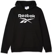 Bluzy męskie - Reebok Męska bluza z logo, z dużą piętrową, czarna, L, Czarny, L - miniaturka - grafika 1