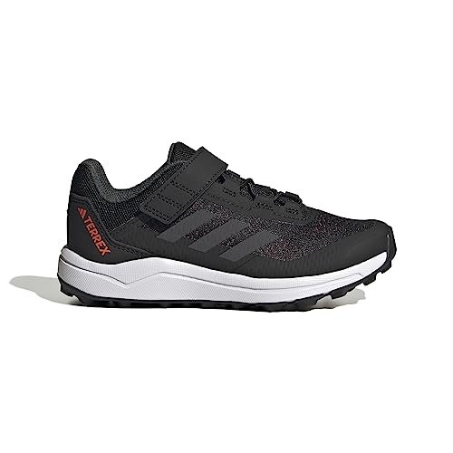 adidas Uniseks - dzieci Terrex Agravic Flow Hook-and-Loop Trail Running Shoes, core black/Solid Grey/solar red, 28 EU