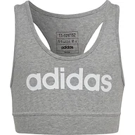 Koszulki i topy damskie - adidas Dziewczynki Essentials Linear Logo Cotton Bra Top, medium grey heather/white, 7-8 Years - miniaturka - grafika 1