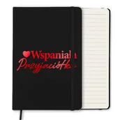 Notesy i bloczki - NOTES CZARNY Z GUMKĄ A5 LINIE NA PREZENT DLA PRZYJACIÓŁKI RED WIELE WZORÓW - miniaturka - grafika 1