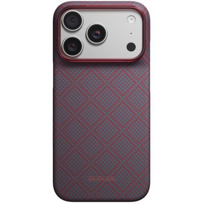 Etui PITAKA Edge Case Argyle MagSafe do Apple iPhone 17 Pro/18 Pro Niebiesko-czerwony