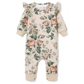 Pajacyki dla niemowląt - Pajac bez stópek Róże na beżu 74 - miniaturka - grafika 1