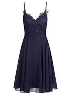 Sukienki - ApartFashion Sukienka damska, luźna sukienka wieczorowa, granatowa, normalna, niebieski morski, L - miniaturka - grafika 1
