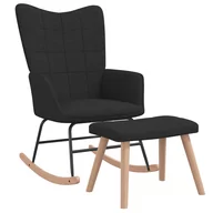 Fotele - vidaXL Fotel bujany z podnóżkiem, czarny, obity tkaniną - miniaturka - grafika 1