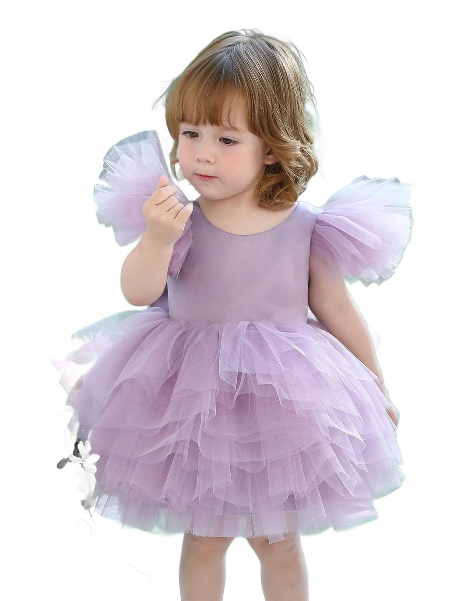 SHEIN LILA SUKIENKA DLA DZIECKA Z TIULEM I KOKARDĄ 80-86 11LA