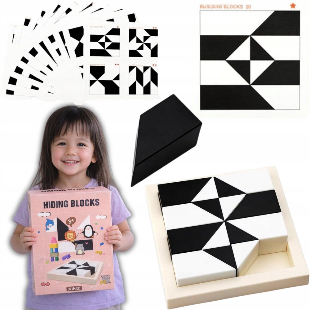 Geometryczne klocki konstrukcyjne drewniane puzzle Montessori dla dzieci
