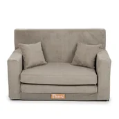 Zestawy mebli dla dzieci - Sofa kanapa rozkładana dla dzieci piankowa pufa sztruks beżowy - miniaturka - grafika 1