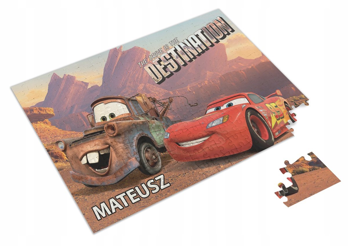 Puzzle ZYGZAK MCQUEEN ZŁOMEK AUTA A3 252 el z Nadrukiem + IMIĘ Pudełko 3