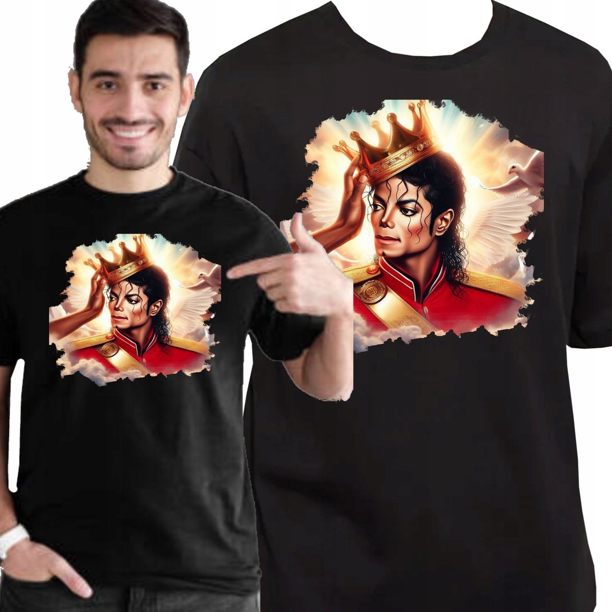 KOSZULKA MUZYCZNA MICHAEL JACKSON KRÓL POPU DLA FANA JAKOŚĆ XXL 3455 CZARNA