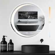 Lusterka do makijażu - NETTLIFE Okrągłe Lusterko Łazienkowe 60cm z LED, Lusterko Świetlne z Regulowaną Temperaturą Barwową, Funkcja Dotykowa i IP44 - miniaturka - grafika 1