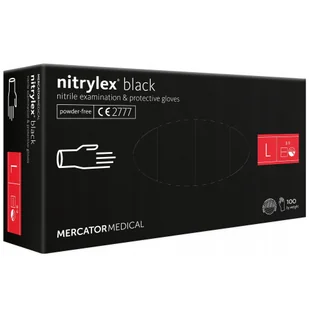 MercatorMedical MERCATORMEDICAL NITRYLEX Rękawiczki nitrylowe bezpudrowe jednorazowe czarne 100szt. rozm. L 0000040204 - Rękawiczki jednorazowe - miniaturka - grafika 2