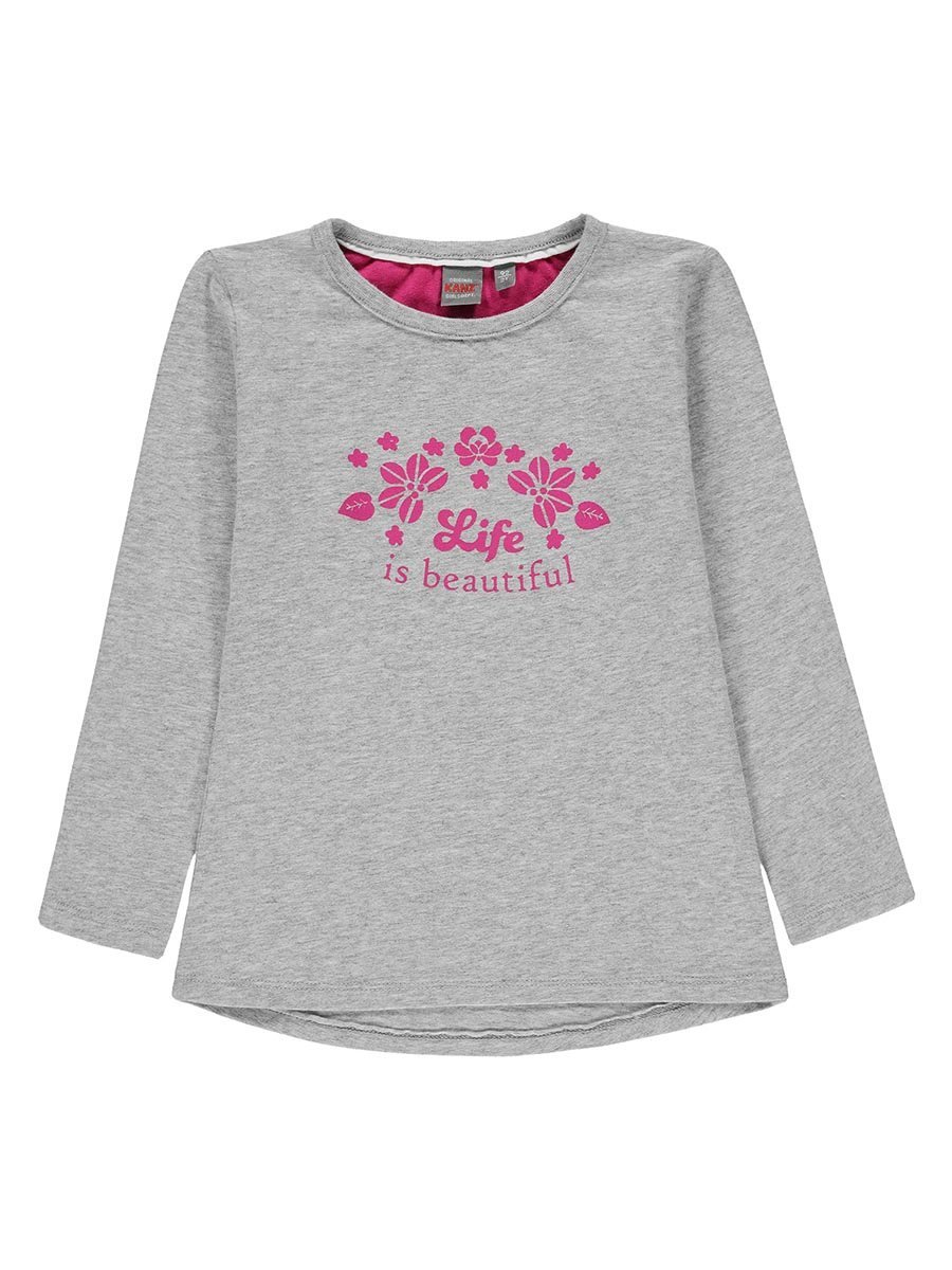 Dziewczęca bluzka z długim rękawem szara Kanz r.98