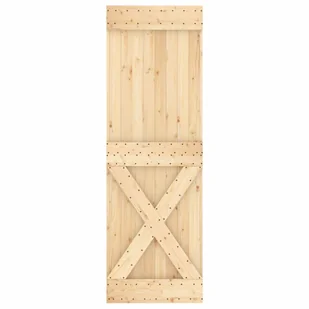 Drzwi przesuwne z osprzętem, 70x210 cm, lite drewno sosnowe 8721012081093 - Drzwi wewnętrzne - miniaturka - grafika 5