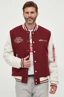 Kurtki męskie - Alpha Industries kurtka bomber Varsity Air Force Jacket męski kolor bordowy przejściowa - miniaturka - grafika 1