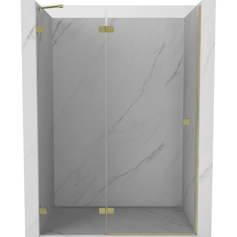 Mexen Lunar drzwi prysznicowe uchylne lewe 140 cm, transparent, złote szczotkowane - 834-140-000-55-00-L