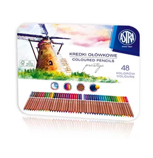 ASTRA art-pap Kredki akwarelowe z drewna cedrowego Astra w metalowym pudełku Prestige 48 kolorów - Przybory szkolne - miniaturka - grafika 1