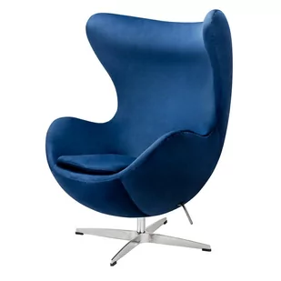 King Home Fotel EGG CLASSIC VELVET granatowy - welur, podstawa chromowana JH-026.DBLUE.108 [11783697] - Fotele - miniaturka - grafika 1