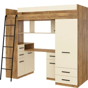 Łóżko Piętrowe Smyk Lewe Dąb Burgund / Krem MebloCross Krem, Dąb Burgundzki - Łóżka dla dzieci i młodzieży - miniaturka - grafika 1
