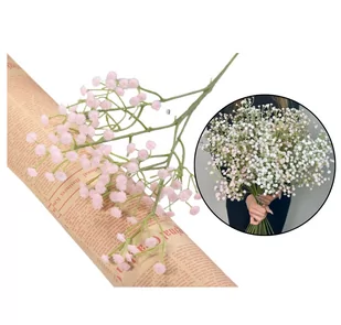 GIPSÓWKA SZTUCZNA, GUMOWA GAŁĄZKA Z RÓŻOWYMI KULKAMI - Sztuczne kwiaty - miniaturka - grafika 1