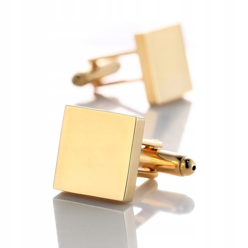 ZŁOTE SPINKI DO MANKIETÓW KOSZULI STAL SZLACHETNA 316L