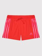 Spodnie sportowe damskie - Adidas Szorty sportowe 3 Stripes HE2014 Czerwony Regular Fit - miniaturka - grafika 1