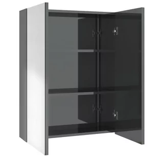 vidaXL vidaXL Szafka łazienkowa z lustrem 60x15x75 cm MDF szary z połyskiem 8720286391525 - Szafki łazienkowe - miniaturka - grafika 2