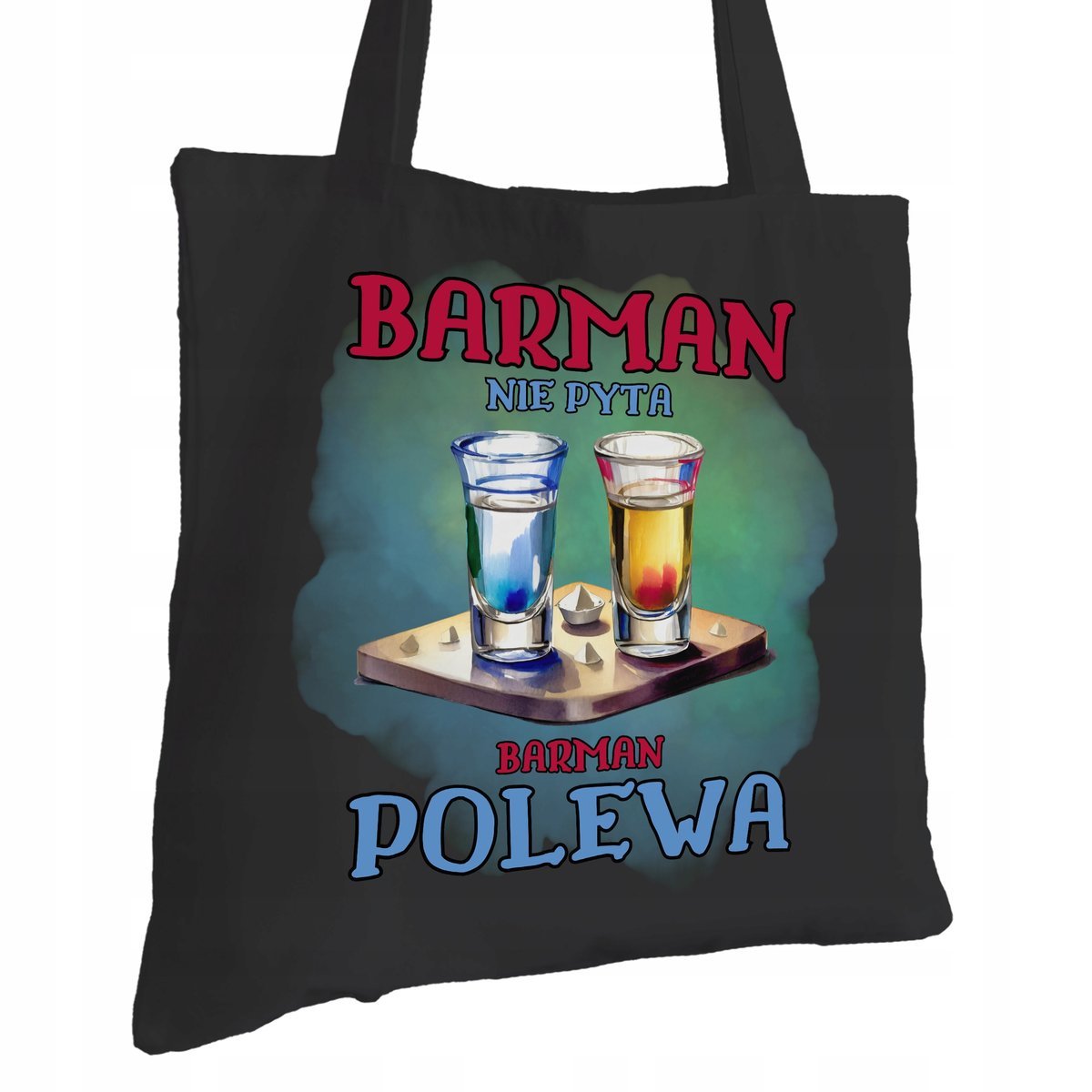 Torba Bawełniana dla Barmana Czarna Na Prezent ekologiczna Trwały Nadruk