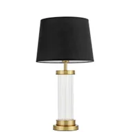 Lampy stojące - Lumina Deco LA BOTTE lampa stołowa glamour podstawa szklane rurki proste i mosiądz abażur czarny E27 - miniaturka - grafika 1