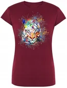 Koszulki i topy damskie - Tygrys Kolorowy Damski Modny T-shirt Nadruk R.M - miniaturka - grafika 1