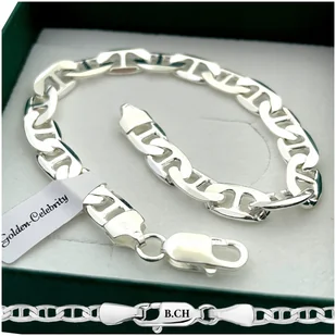 ELEGANCKA MĘSKA SREBRNA BRANSOLETKA 925 GUCCI 7,5 MM SZEROKA DARMOWY GRAWER - Bransolety męskie - miniaturka - grafika 1