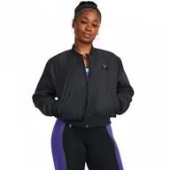 Kurtki damskie - Damska kurtka treningowa Under Armour Project Rock Bomber Jacket - czarna - miniaturka - grafika 1