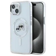 Etui i futerały do telefonów - Karl Lagerfeld IML Metal Karl & Choupette Head MagSafe - Etui iPhone 15 (biały) - miniaturka - grafika 1