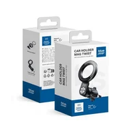 Uchwyty samochodowe do telefonów - BLUE STAR magnetyczny uchwyt samochodowy MAG TWIST do kratki wlotu kompatybilny z MagSafe  czarny - miniaturka - grafika 1