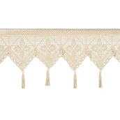 Firany - Zazdrostka 30x150 Martha beżowa jasna z ażurowym kwiatowym wzorem gotowa na tunelu Eurofirany - miniaturka - grafika 1
