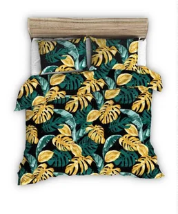 Pościel z kory 140x200 czarna w zielone złote egzotyczne liście - Pościel Pościel z kory 140x200 czarna w zielone złote egzotyczne liście - Pościel - miniaturka - grafika 1