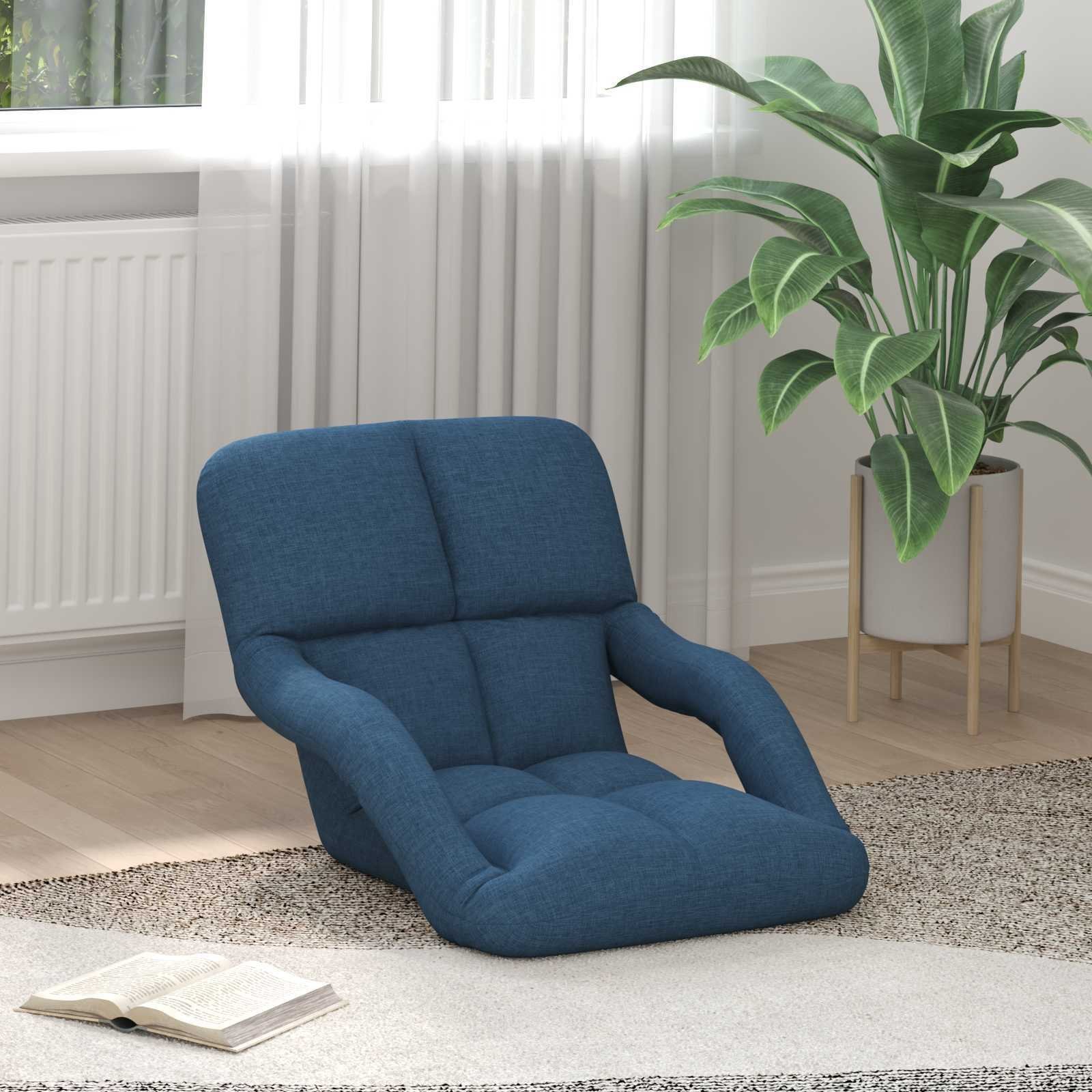 vidaXL vidaXL Regulowany fotel na podłogę niebieski 58 x 62 x 58 cm tkanina