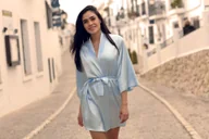 Szlafroki damskie - Podomka Brooklyn Baby Blue - miniaturka - grafika 1