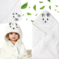 Ręcznik Kąpielowy Duży z Kapturem Okrycie dla Dzieci Niemowląt Kremowy Miś